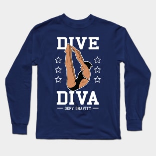 Womens Diving Dive Diva Springboard Platform Diver Long Sleeve T-Shirt